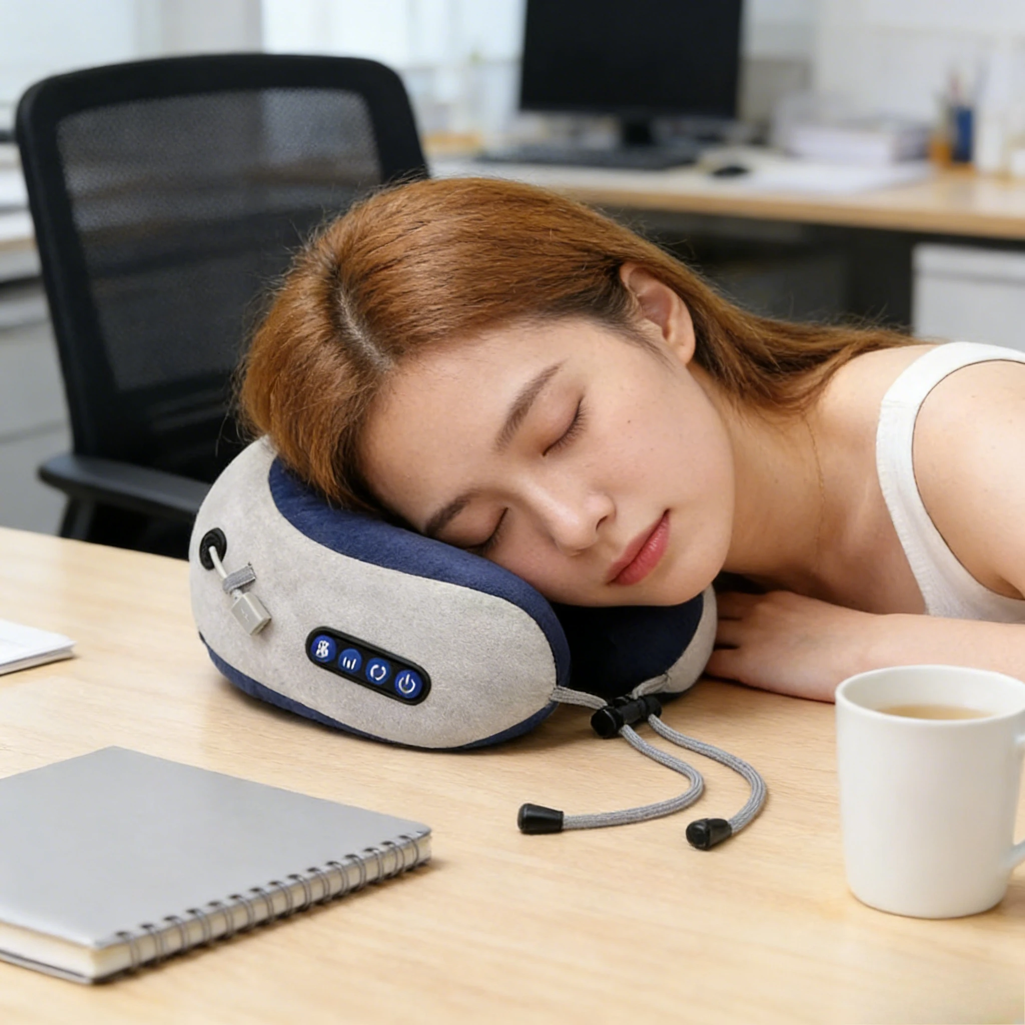 

Усовершенствованный портативный U-образный электрический массажер для шеи с 3D-разминанием и подогревом, перезаряжаемая подушка для расслабления в дороге