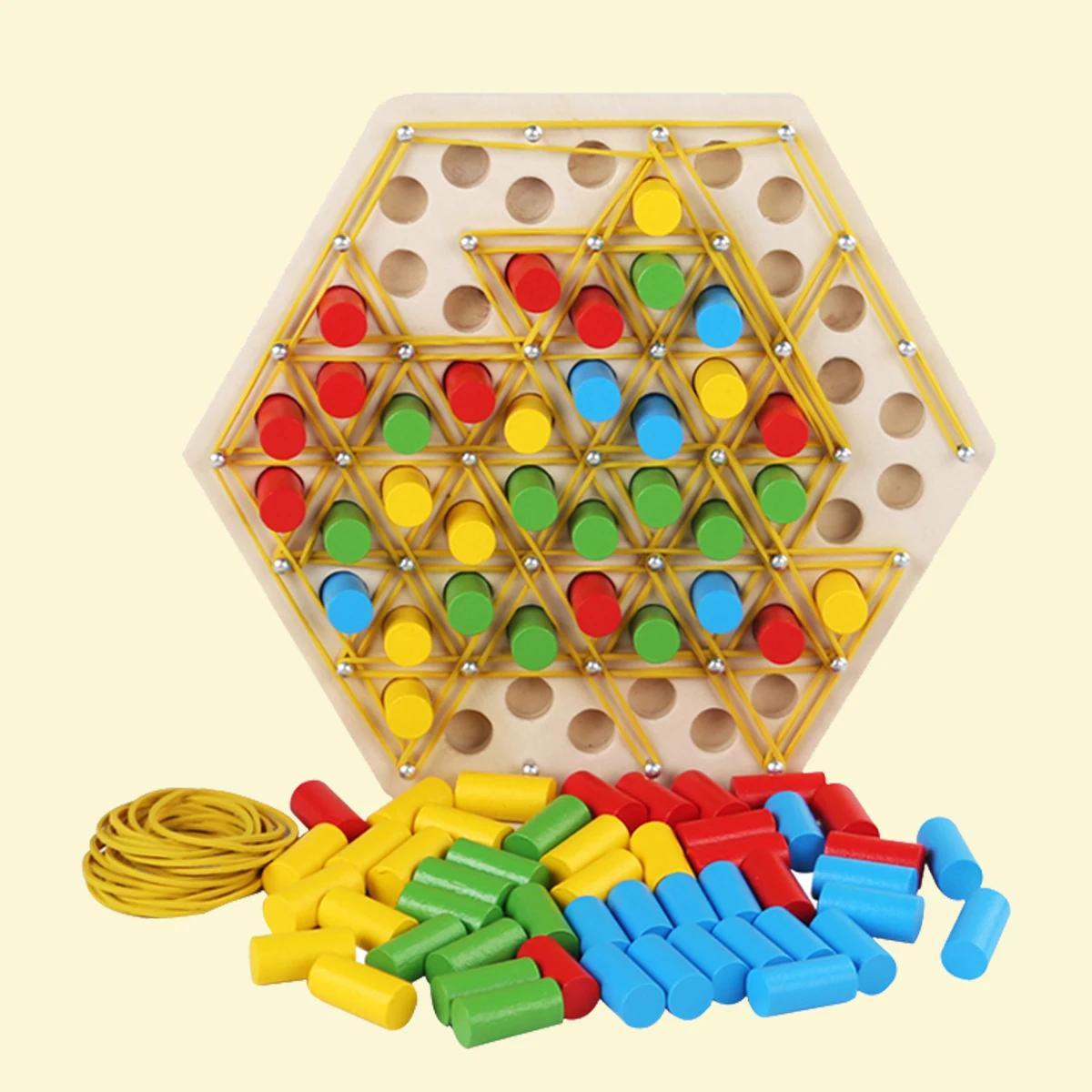 

Деревянная треугольная цепочка, игра с резиновой лентой, треугольная игровая доска, интерактивная цепочка, треугольная игрушка, доска-головоломка для раннего образования