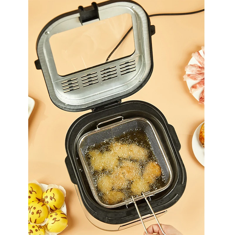 Fully automatic dormitory electric fryer for household use mini fast heating fuel-efficient adjustable temperature