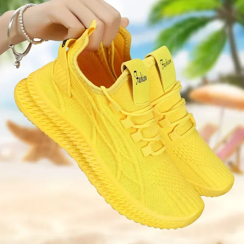 

Women's summer new casual lace up sports shoes fashionable mesh breathable running women's shoes