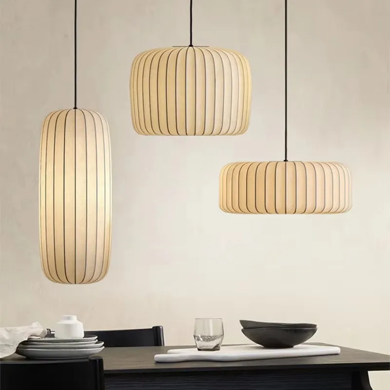 

Modern Japanese Wabi Sabi Silk E27 Chandelier Nordic Home Decor Designer Lamp Living Dining Room Bedroom Loft Pendant Lights