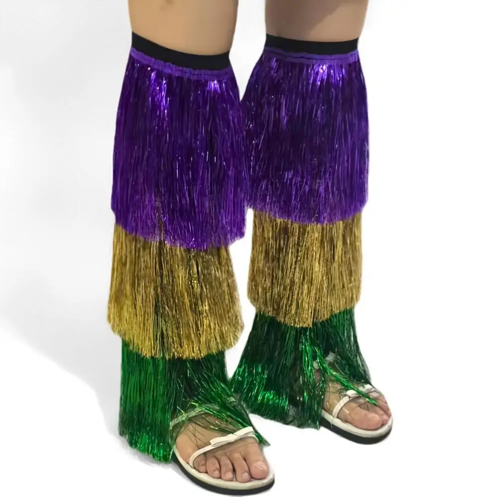 Metal Leg Warmers Women Leg Warmers Patchwork Colorful Sleeves Textured Elastic Wire Accessories Carnival Stage Leg Sleeve 80%