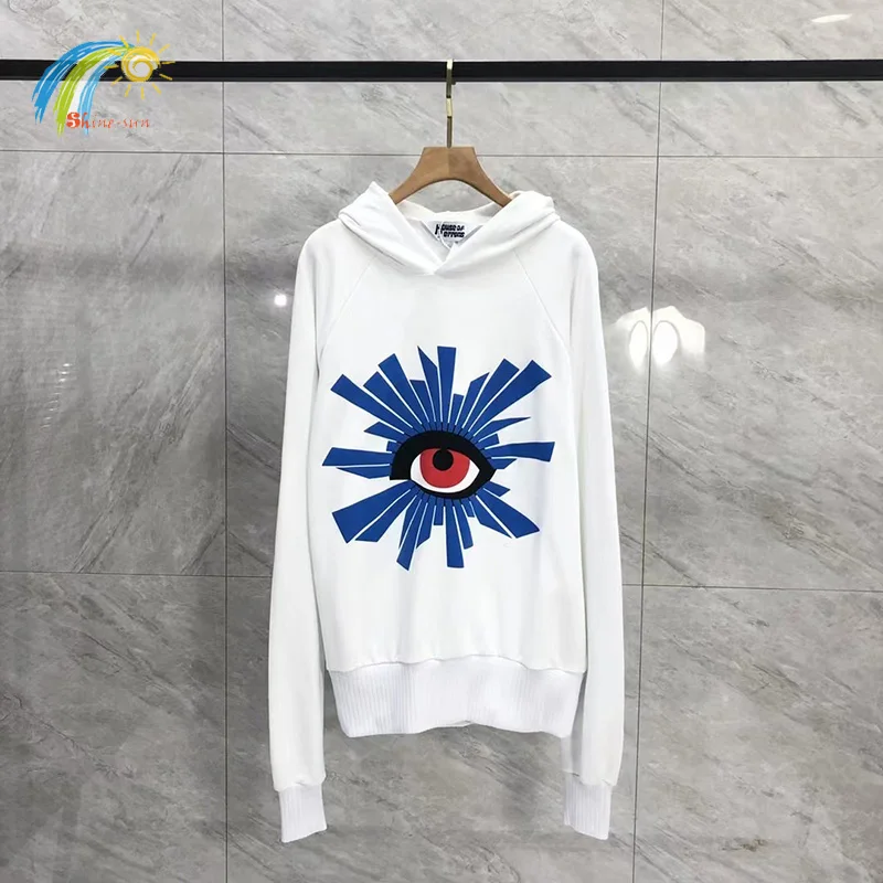 Men Women Streetwear Eye Foam Puff Printing HOUSE OF ERRORS Hoodie Hooded Vintage Washed Gray Pullovers With Tag Sweatshirts