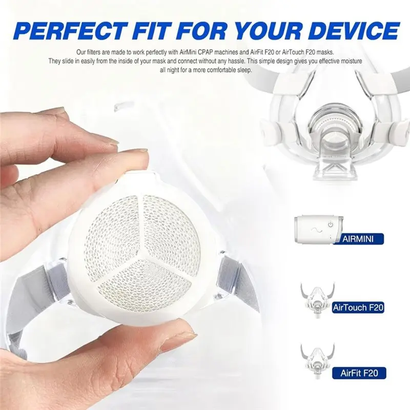 A52Q-CPAP HME Filter 10er-Pack Ersatz für F20 für Airfit/Airtouch F20 & Airmini Geräte Befeuchterkartusche – Detail 2