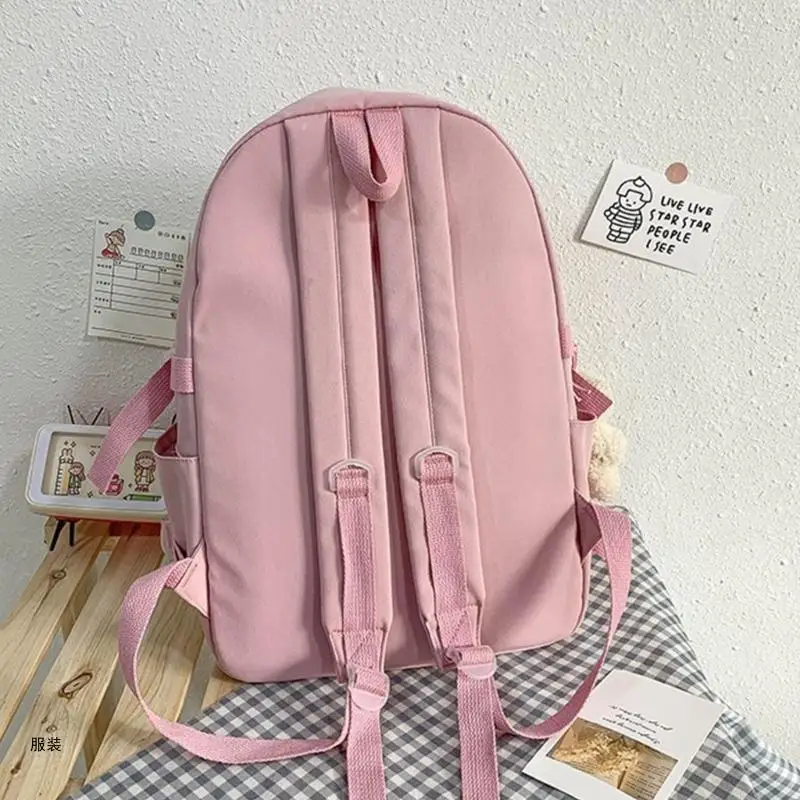 Mochila feminina nylon para laptop, bolsa escolar casual capacidade para livros