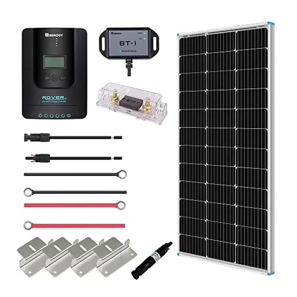 100W 12V Off Grid Monocrystalline Solar Panel Kit 20A MPPT Controller Bluetooth Monitoring App Corrosion-Resistant Frame