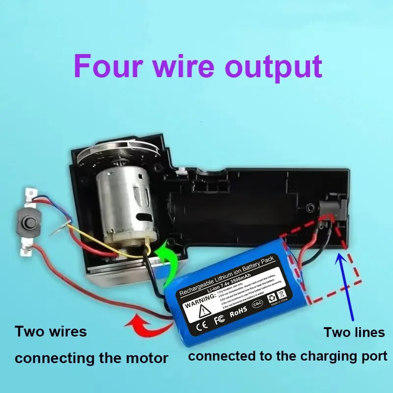 

7.4V 3500mAh Car mounted vacuum cleaner charging battery power lithium battery pack 4-wire output with protective plate