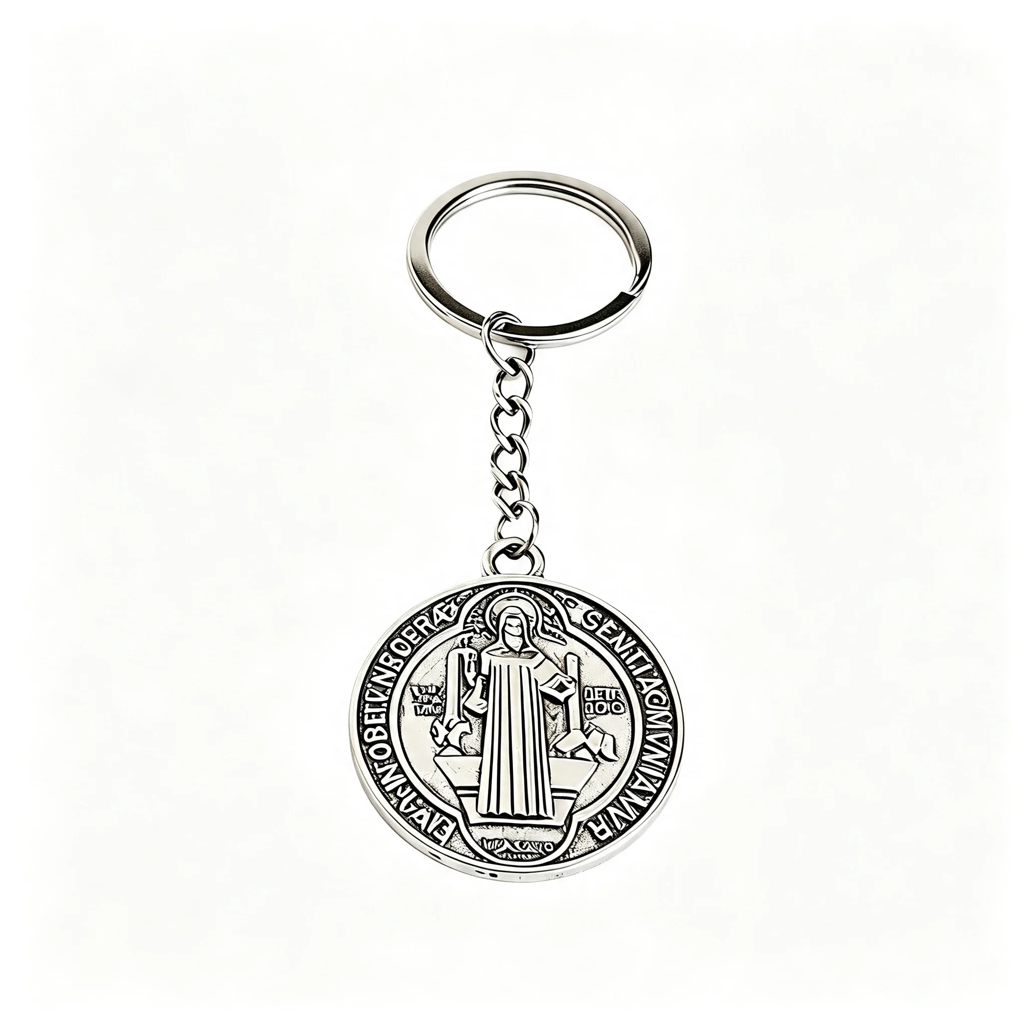 St. Benedikt-Medaillen-Schlüsselanhänger, Vintage Gothic Punk Charm für Männer und Frauen, Auto- und Taschenaccessoire, Geschenk – Detail 5