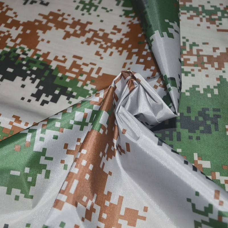 190T polyester taff camouflage waterproof fabric PU coating light umbrella tent fabric width 1.5m