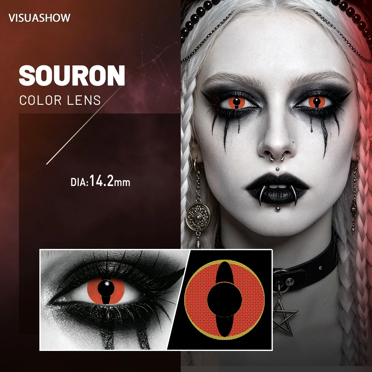 Lalens Grüne Anime-Cosplay-Farbkontaktlinsen, 1 Paar, 14,2 mm, Kosmetiklinsen für Cosplayer, Halloween, Weihnachtsfeier, Kostüm, Augen-Make-up – Detail 15