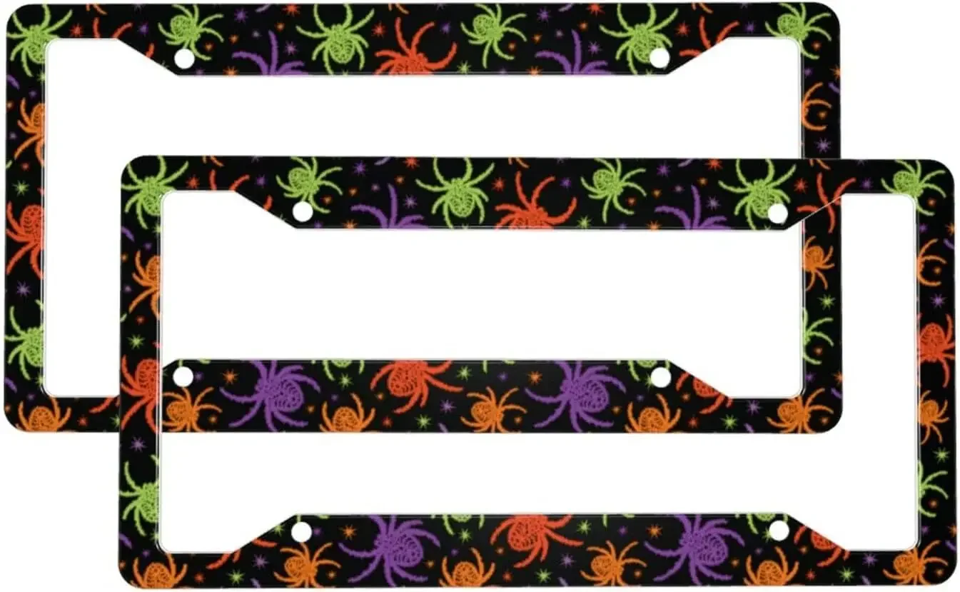 

Красочная рамка для номерного знака автомобиля с рисунком паука, 2-упаковка держателя номерного знака с 4 отверстиями, рамка для автомобильной бирки для женщин, мужчин, транспортных средств по США