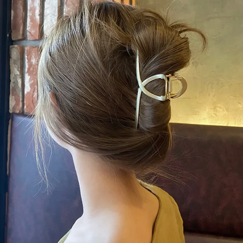 مشبك شعر معدني كبير غير لامع مبالغ فيه على الطراز الأوروبي والأمريكي مشبك شعر غطاء رأس نسائي