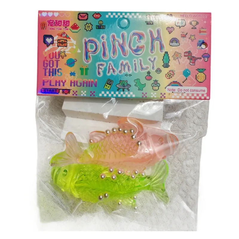 ทาบา สควอชชี่ คาวาอิปลาทองสองสี Fidget Kids Sensory Squeeze Toys Office Party Memories Anti-Anxiety Hand Toys Holiday Gift