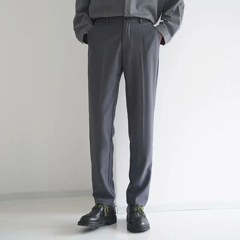 Korean Trend Simplicity Spring Summer New Casual Pants Men\'s Solid Zipper Pockets Fashion Versatile Thin Style Slim Suit Trouser