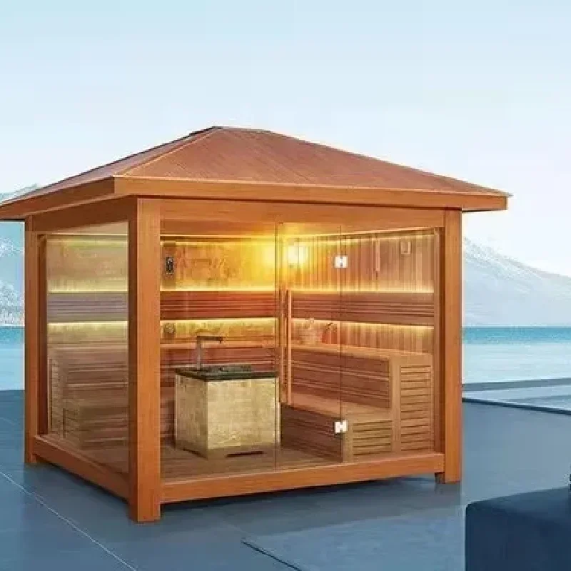 Home outdoor sauna single double sweat room Villa four dry steam room custom multi-person courtyard steam room