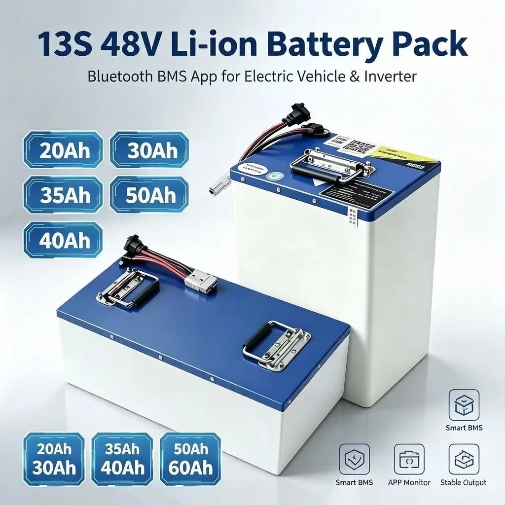 13S 48V 20Ah 35Ah 40Ah 50Ah 60ah li-ion lithium ion battery pack with Bluetooth BMS App for electric vehicle inverter