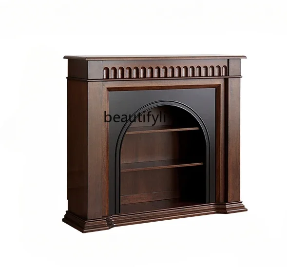 

French living room entrance cabinet American retro solid wood decorative cabinet living room medieval fireplace cabinet