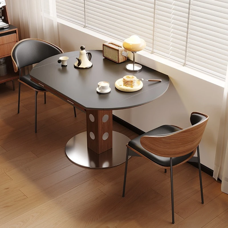 

Dining table retractable medium antique folding round table household small apartment retro square and round table