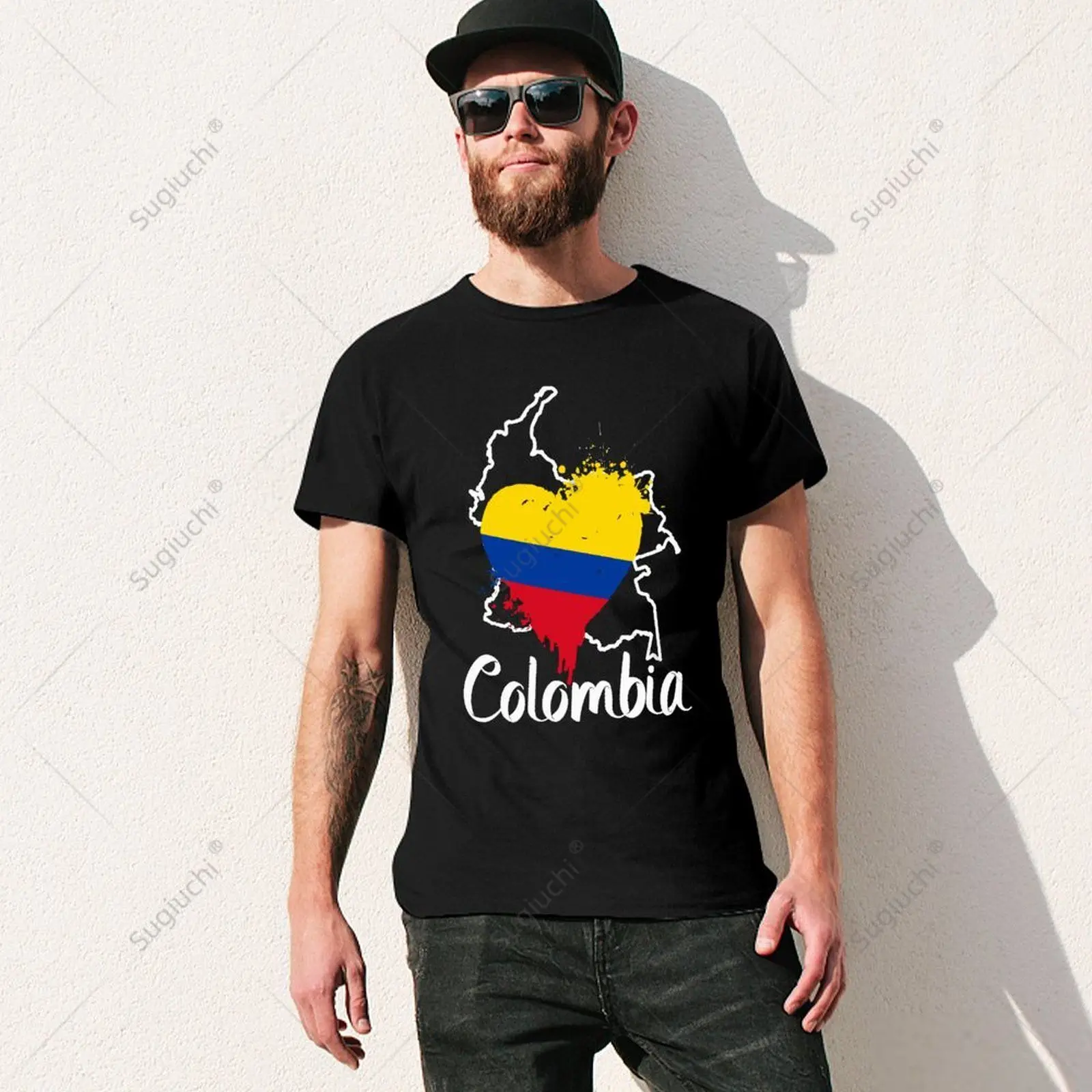 Unisex Men I Love Colombia National Flag Heart With Map Tshirt Tees T Shirts Women Boys 100% Cotton T-Shirt