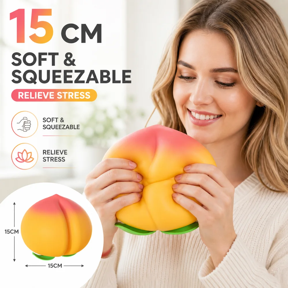 15cm Extra Large Big Peach Stress Relief Toy Soft Big Stress Relief Toy Fruit Shape Funny Decompression Toy