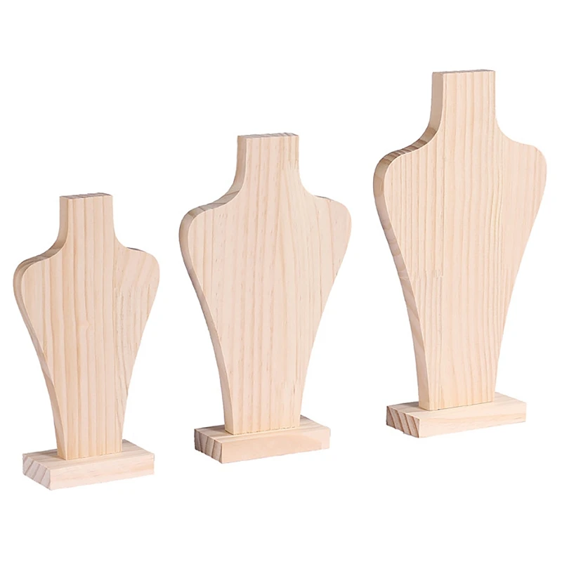 Busto di manichino in legno per gioielli con espositore per collana con ritratto per espositore per finestra con ciondolo per gioielli