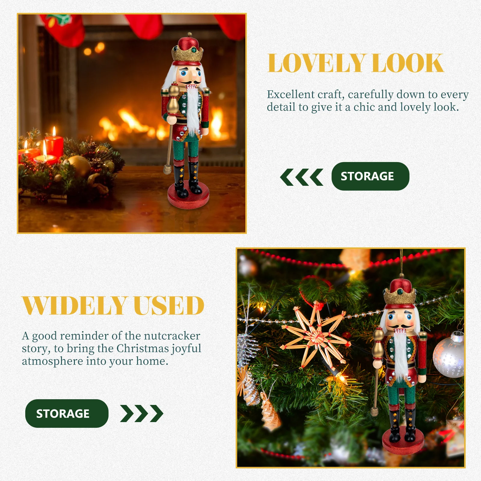 

Wooden Nutcracker Figure Craft Xmas Decoration Tabletop Home Nutcracker Ornaments Gift Nutcrackers Decor