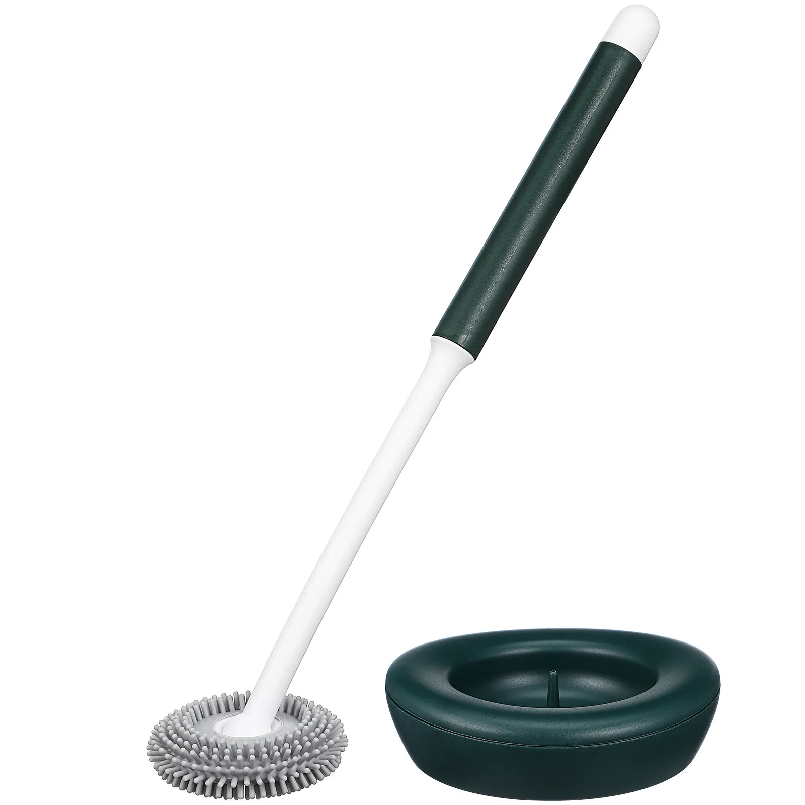

Compact Toilet Brush Set Silicone Bristles Modern Design Sturdy Quick Drying Holder Toilet Brush Bathroom Accessories