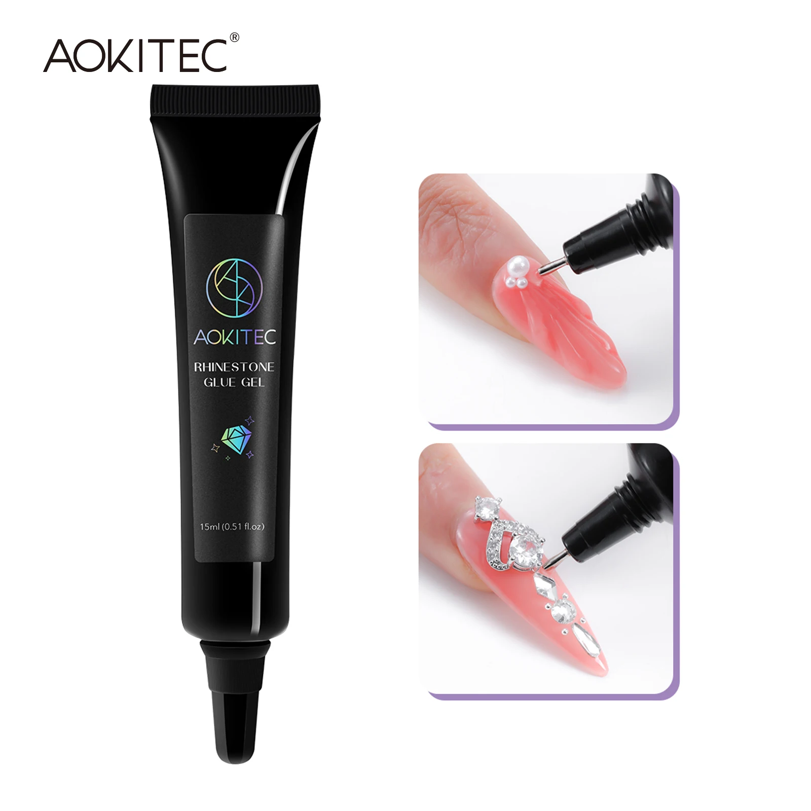 

Aokitec 15ml Rhinestones Glue Gel Nail Glue For Rhinestone Adhesive Decoration Sticky Jewelry Strong Gel Nail Art DIY