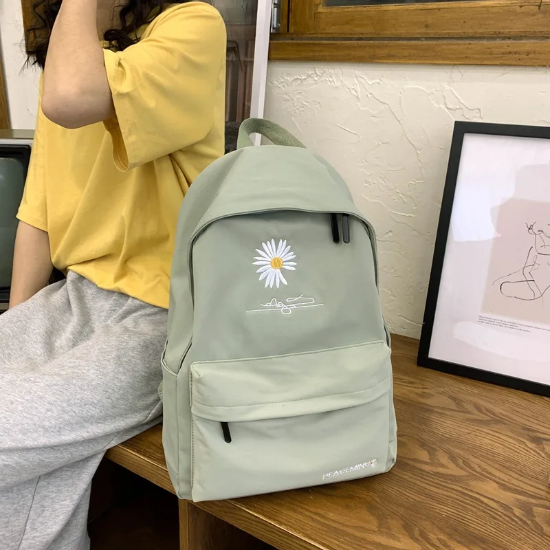 Mochila escolar para adolescentes, morral de nailon con estampado de flores bonitas, color rosa, para estudiantes de secundaria