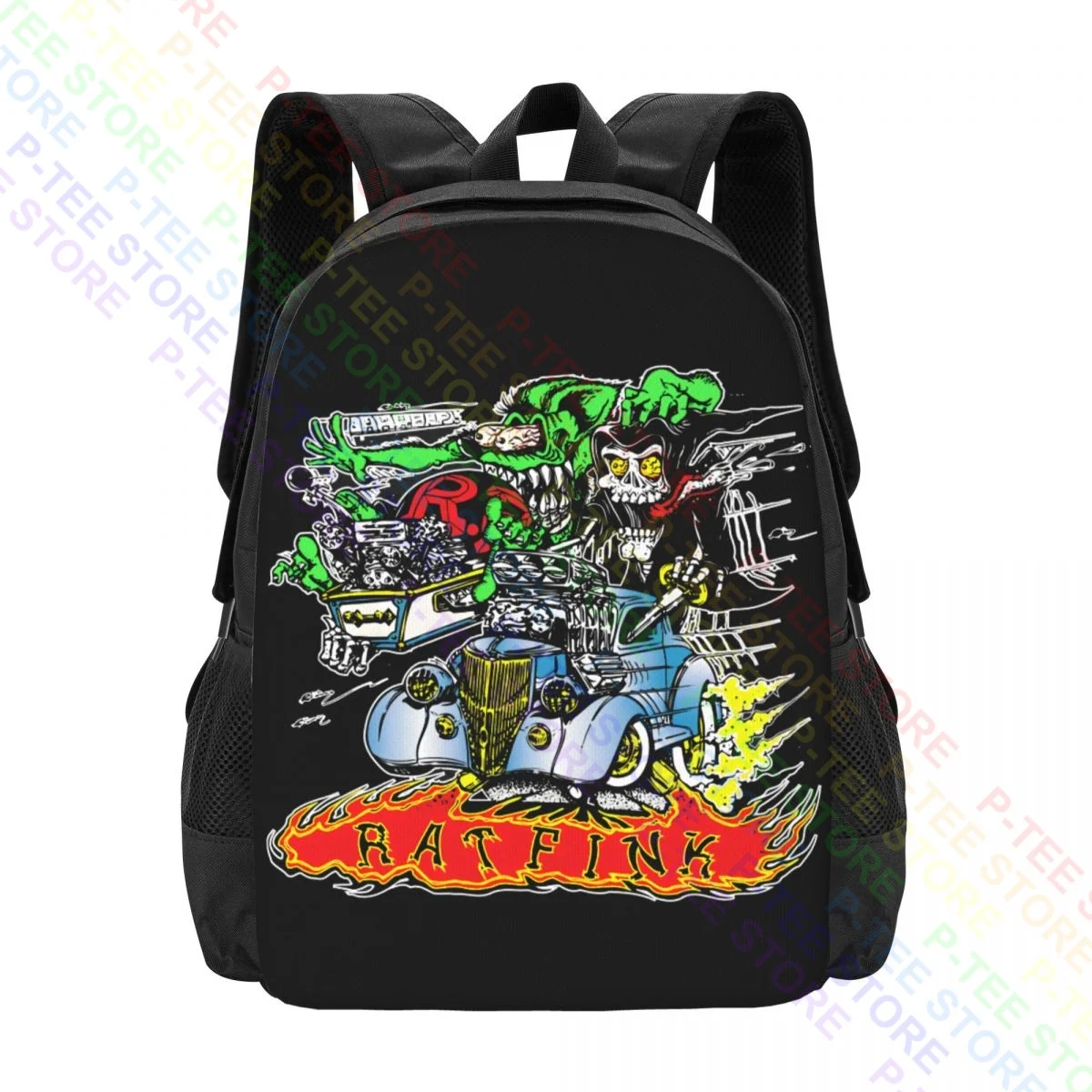 Rat Fink Hot Rod Death Coffin Ed Big DaddyBackpack Large Capacity Print Storage Bag