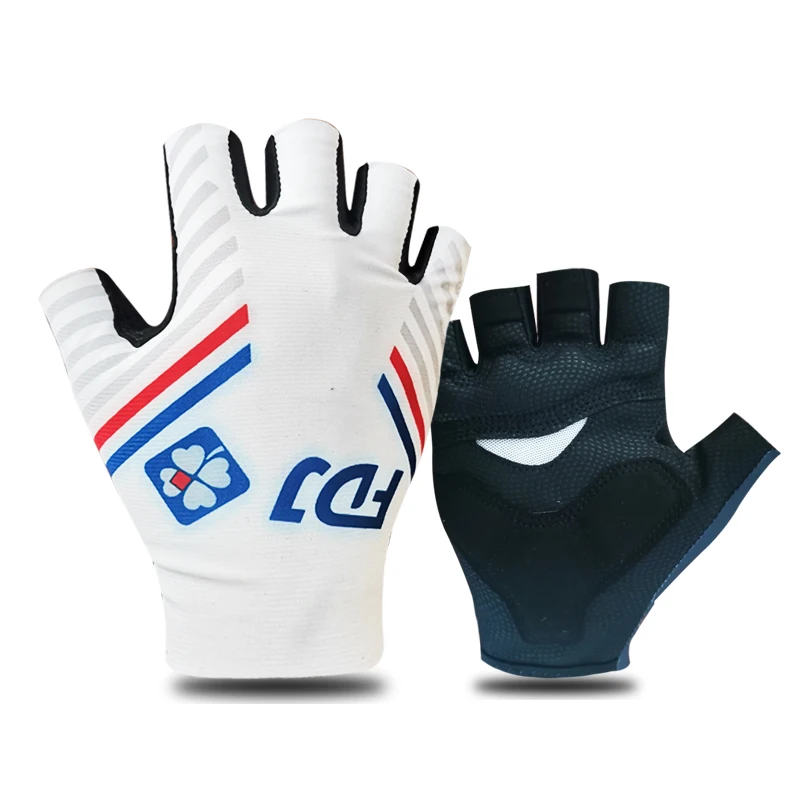 Groupama FDJ Pro Team GEL Cycling Glove 2 COLORS One Pair Full Finger Cycling Jersey Gloves MTB Road Mountain Gel Gloves