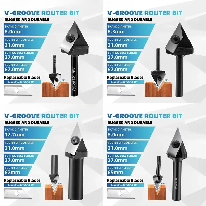 45/60/90/120 degree V-groove milling cutter Carbide insert Woodworking numerical control milling cutter for woodworking