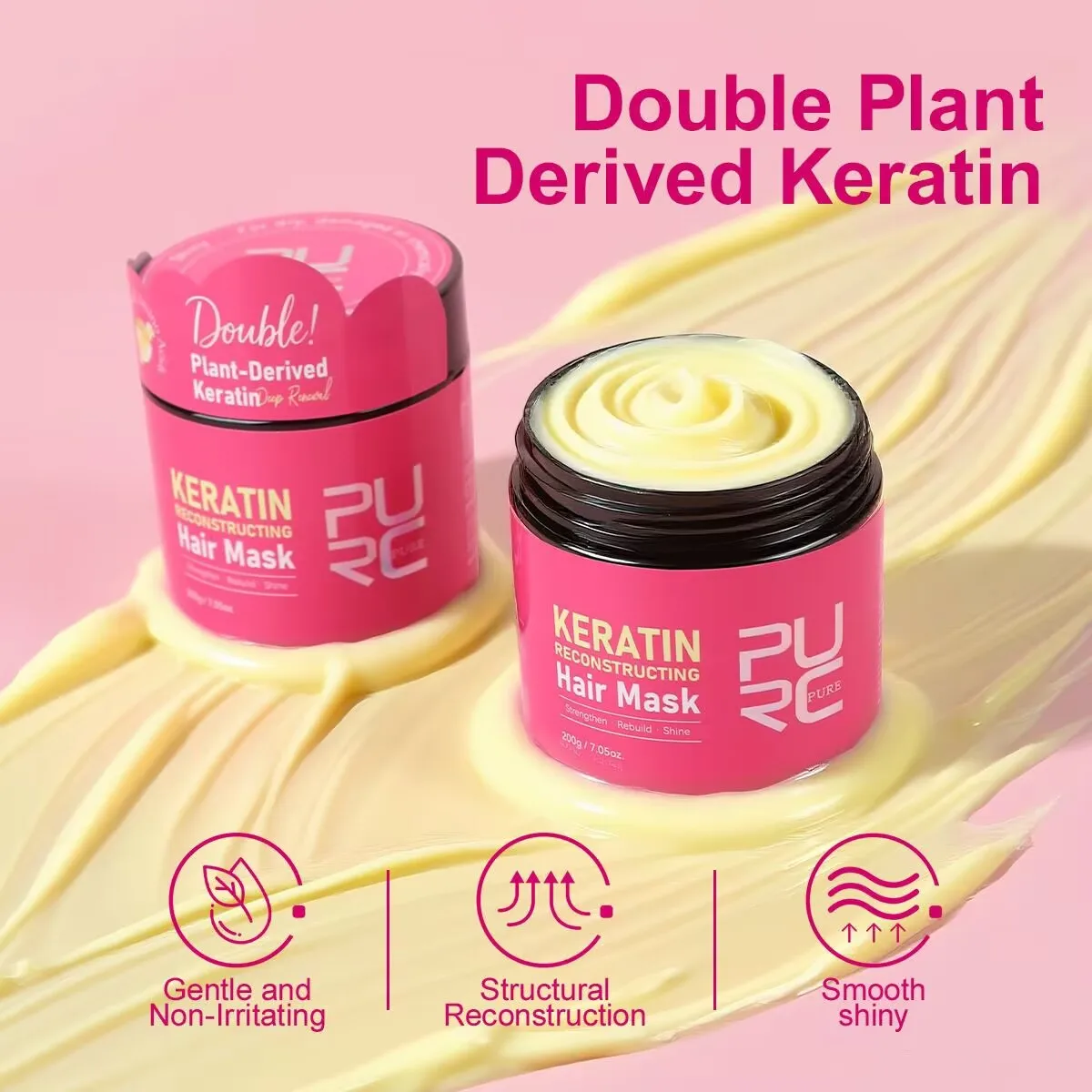 PURC 200g Keratin Hair Mask Straightening Smoothing Collagen Hair Treatment Mask Nourish Repair Damaged Frizz Hair Care Product