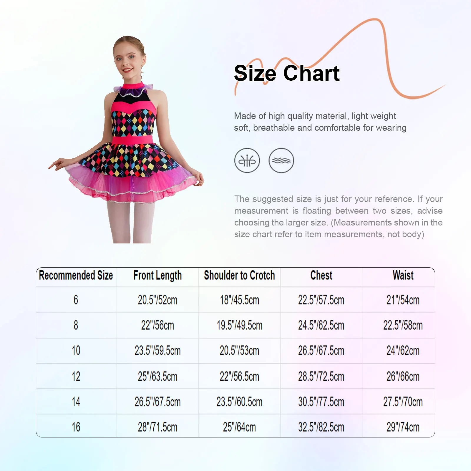 فستان توتو للمهرج السيرك المضحك للفتيات للهالوين، فستان كرنفال للحفلات التنكرية للأطفال، فستان تحت عنوان كتلة الألوان، فستان مرقع #3