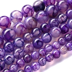 Natural Purple Dragon Agates Beads Round Loose Spacer Beads for Jewelry Making DIY Bracelet Necklace Accessories 6 8 10MM