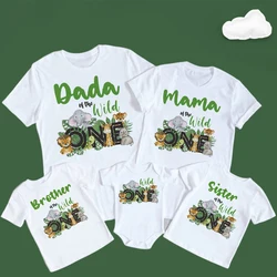 Wild One Family Matching Birthday T-shirts Mom and Dad Bro Sis Baby Party Clothes 1st Birthday Safari Jungle Family Look Outfits