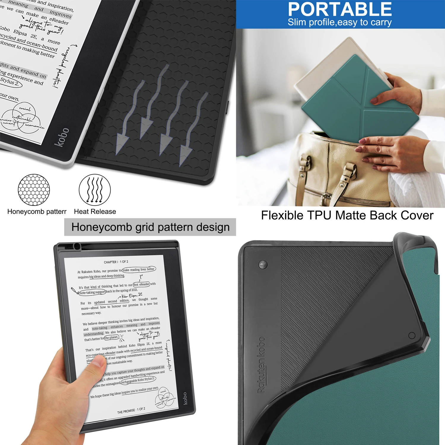 For Kobo Elipsa 2E Cover with Pencil Holder 10.3 inch 2023 Ereader