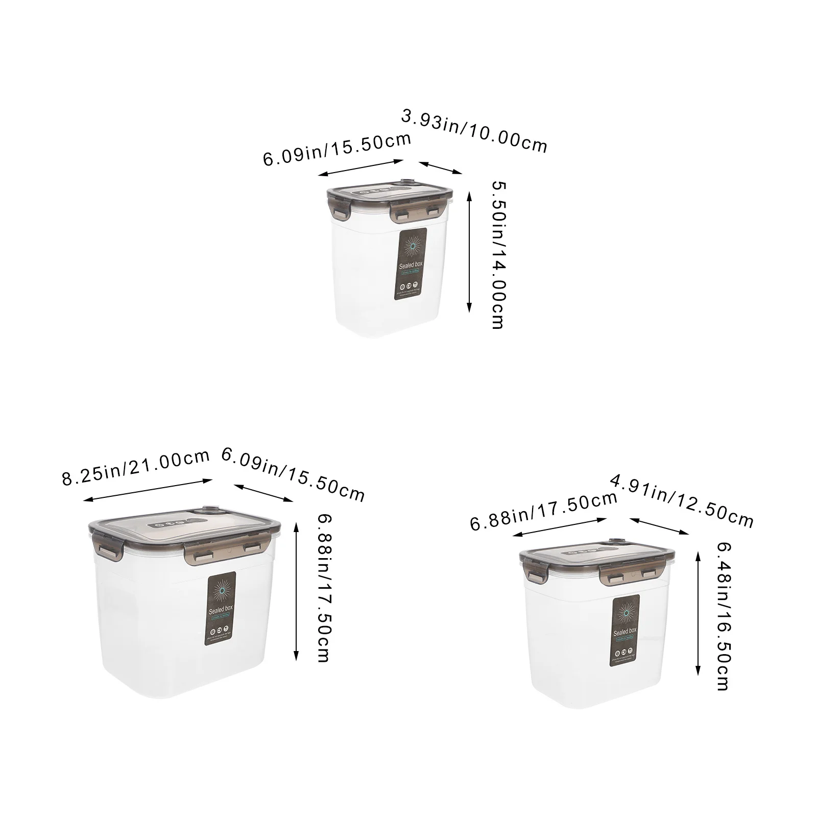 3 قطعة حاويات تخزين المواد الغذائية البلاستيكية مع أغطية صناديق شفافة قابلة للتكديس للحبوب والوجبات الخفيفة والفواكه والخضروات المختومة والرطوبة