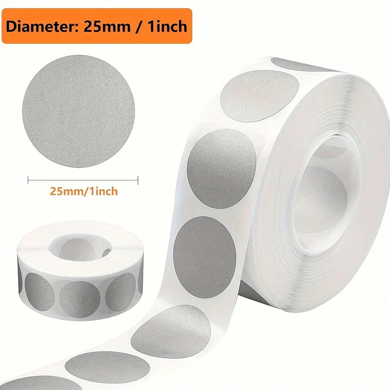 300Pcs Waterproof Scratch Stickers 2.5cm/1.0inch per Roll for Promotion Lottery Games Fun Hidden Information Learning