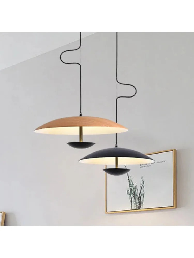Nordyckie lampy wiszące LED z drewnianym wzorem, czarne, do stołu, jadalni, salonu, kuchni, domu, lampa wisząca, oprawa oświetleniowa do wnętrz. (D 35CM) — Zdjęcie 2 z 2