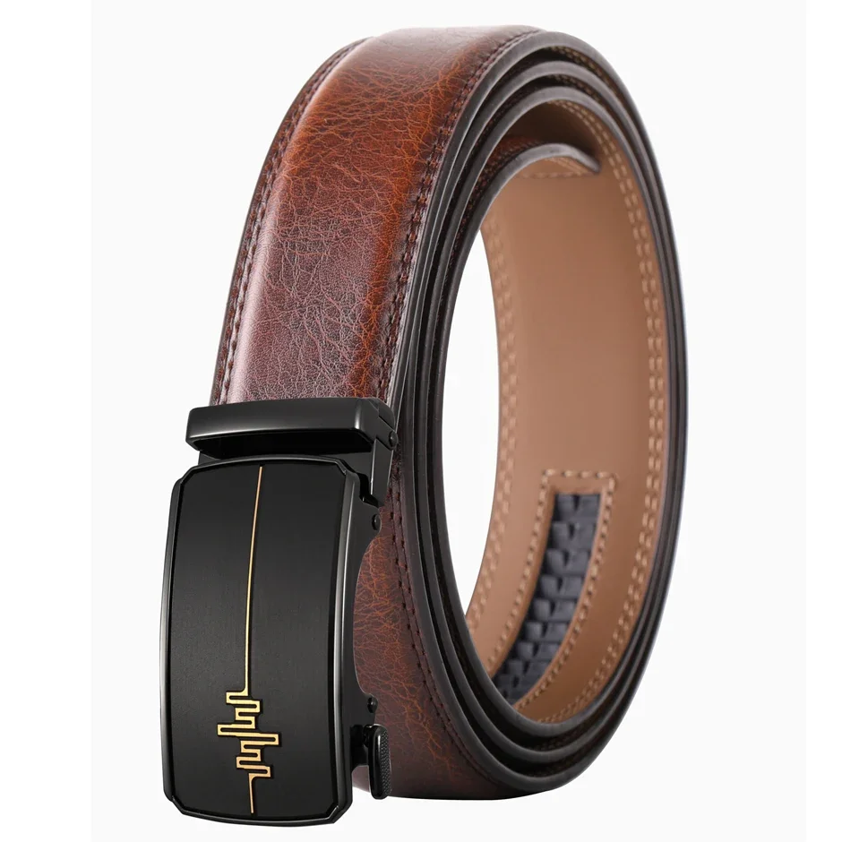 2025 جديد مصمم التلقائي مشبك جلد البقر الرجال حزام العلامة التجارية الشهيرة الذكور حزام فاخر أحزمة سوداء للرجال 3.5 سنتيمتر عرض B547 #2