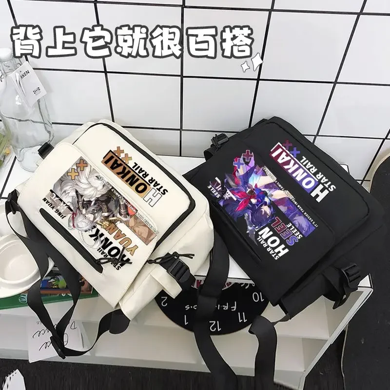 Game Anime Honkai: Star Rail Cosplay Kafka Jing Yuan March 7th Yanqing Bronya Nylon Cloth Cartoon Campus Student Messenger Bag