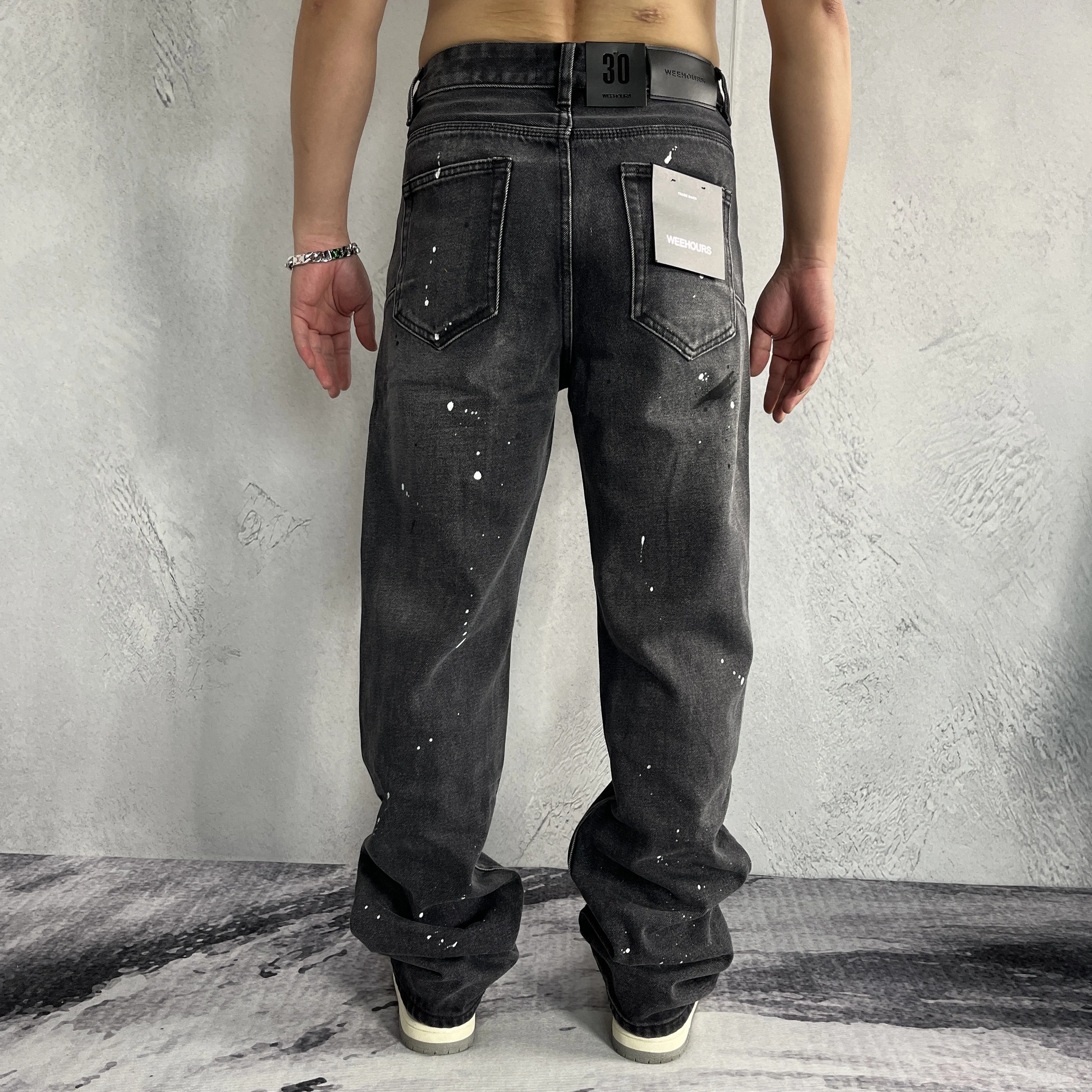 WK12 BLCG High Waist Super Quality  Loose Fitting Denim Pants  Heavy Thick Unisex Fashion Stylish Jeans