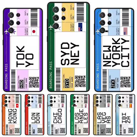 BOARDING PASS phone case For Samsung Galaxy S24 S23 S22 Ultra Note 10 20 Plus S8 S9 S10 S20 S21 FE Cover