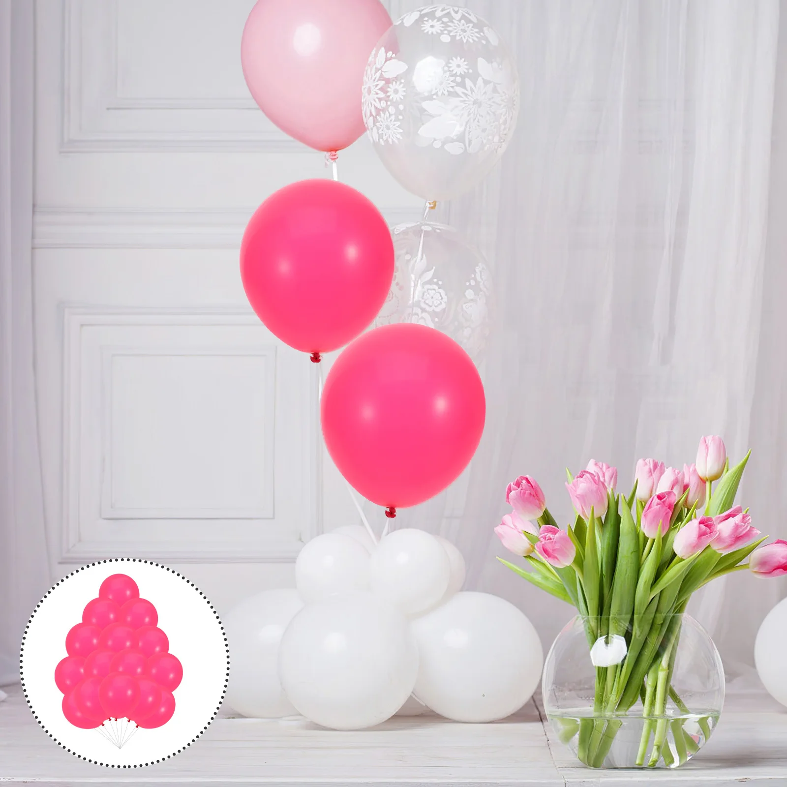 

50Pcs 12 Inch Rosy Party Balloons Sturdy Latex Birthday Graduation Shower Wedding Decoration Birthday Balloons for