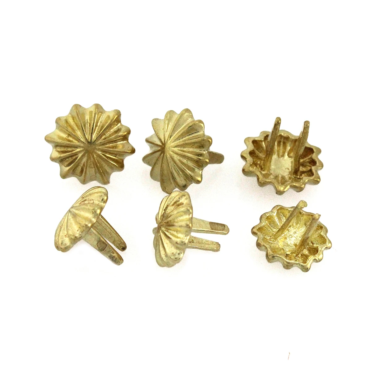 10Pcs High Quality Solid brass chrysanthemum prong conchos staples for leather bracelet belt decor Bag Strap Snap Hook 11mm/13mm