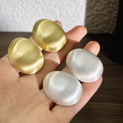 European and American New Trendy Brushed Matte Metal Stud Earrings for Women Simple Temperament Vintage Jewelry