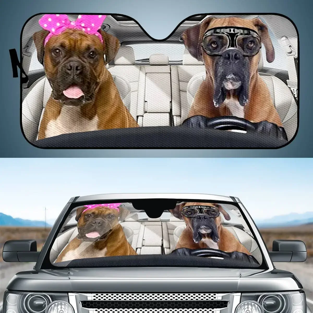 Car sunshade lovely animal 3D printing wholesale high quality ordinary cardboard car front window sunshade