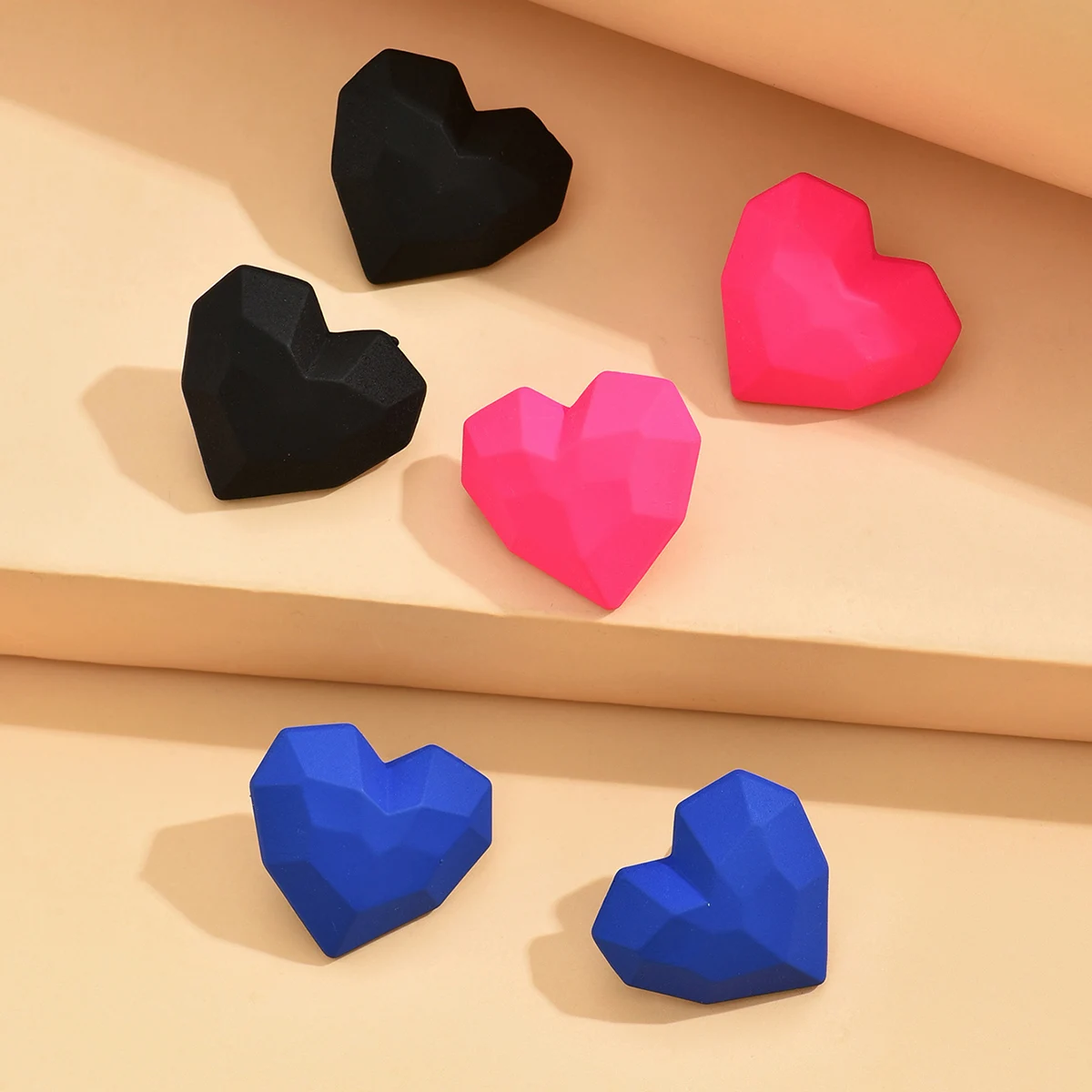 Vintage Cute Candy-colored Geometric Heart Earrings Acrylic Earrings for Women Frost Colorful Chunky Statement Tube Thick