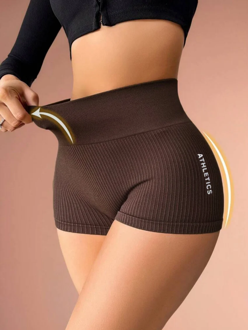 High waisted exercise, abdominal compression, tight yoga shorts, women's quick drying running, elastic peach buttocks, lifted bu - Image 6